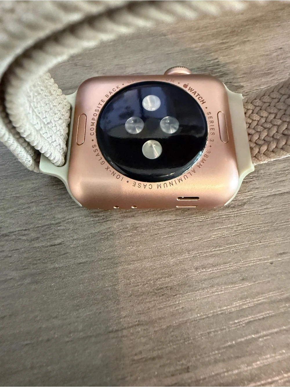 Apple Watch Rose Gold with Cream Braided Loop